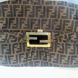 Fendi Mia Flap Crossbody Bag Zucca Canvas Medium Brown